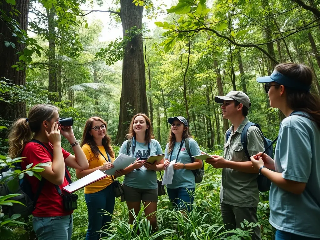 A photograph capturing community members participating in a wildlife monitoring activity, highlighting the association's commitment to community engagement and citizen science.